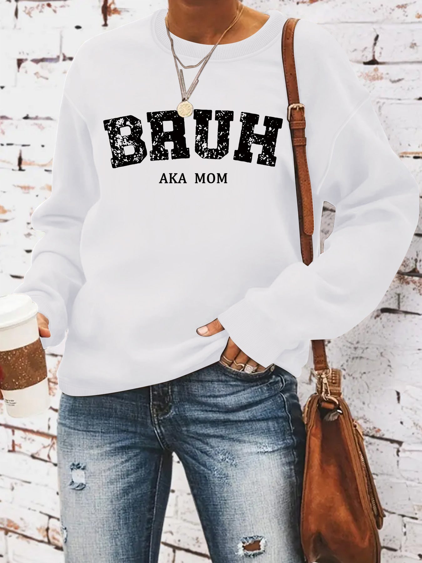 BRUH AKA MOM Printed Long Sleeve