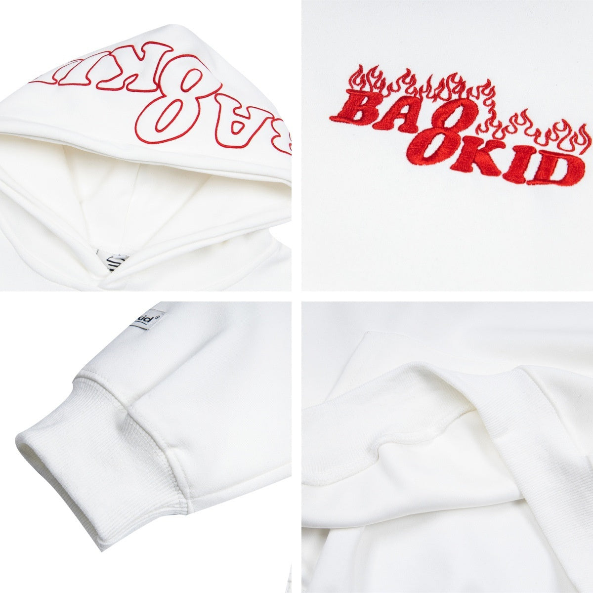 Retro Flame Letter Embroidery Hoodie