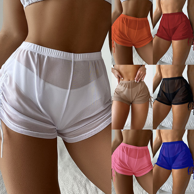 Solid Colored High Waist Mesh Bikini Briefs