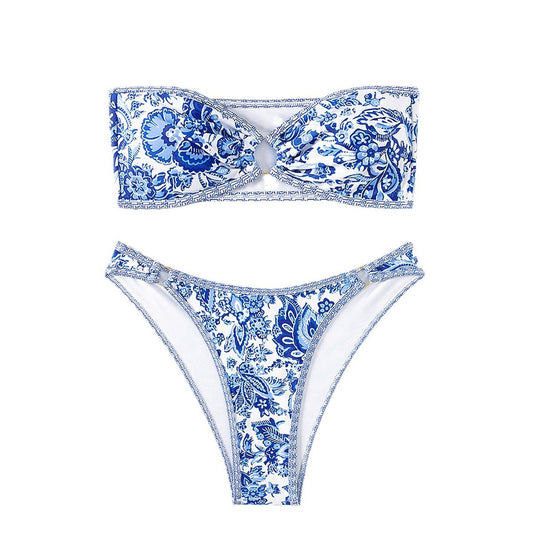 Porcelain Printed Bikini Swimsuit