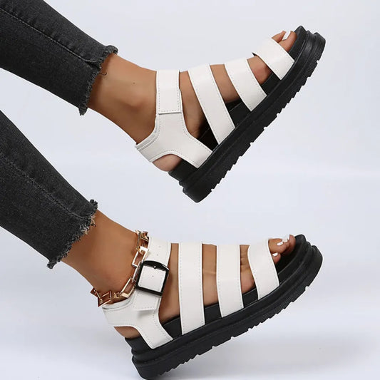 Peep Toe Buckle Platform Sandals