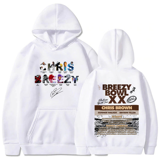 Chris Brown Letter Breezy Bowl XX Tour Hoodie