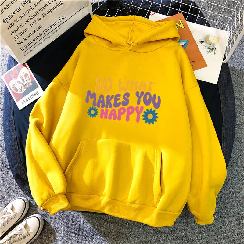 Do What Makes You Happy Floral Print Hoodie