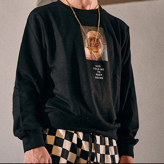 Virgin Mary Print Streetwear Sweatshirt