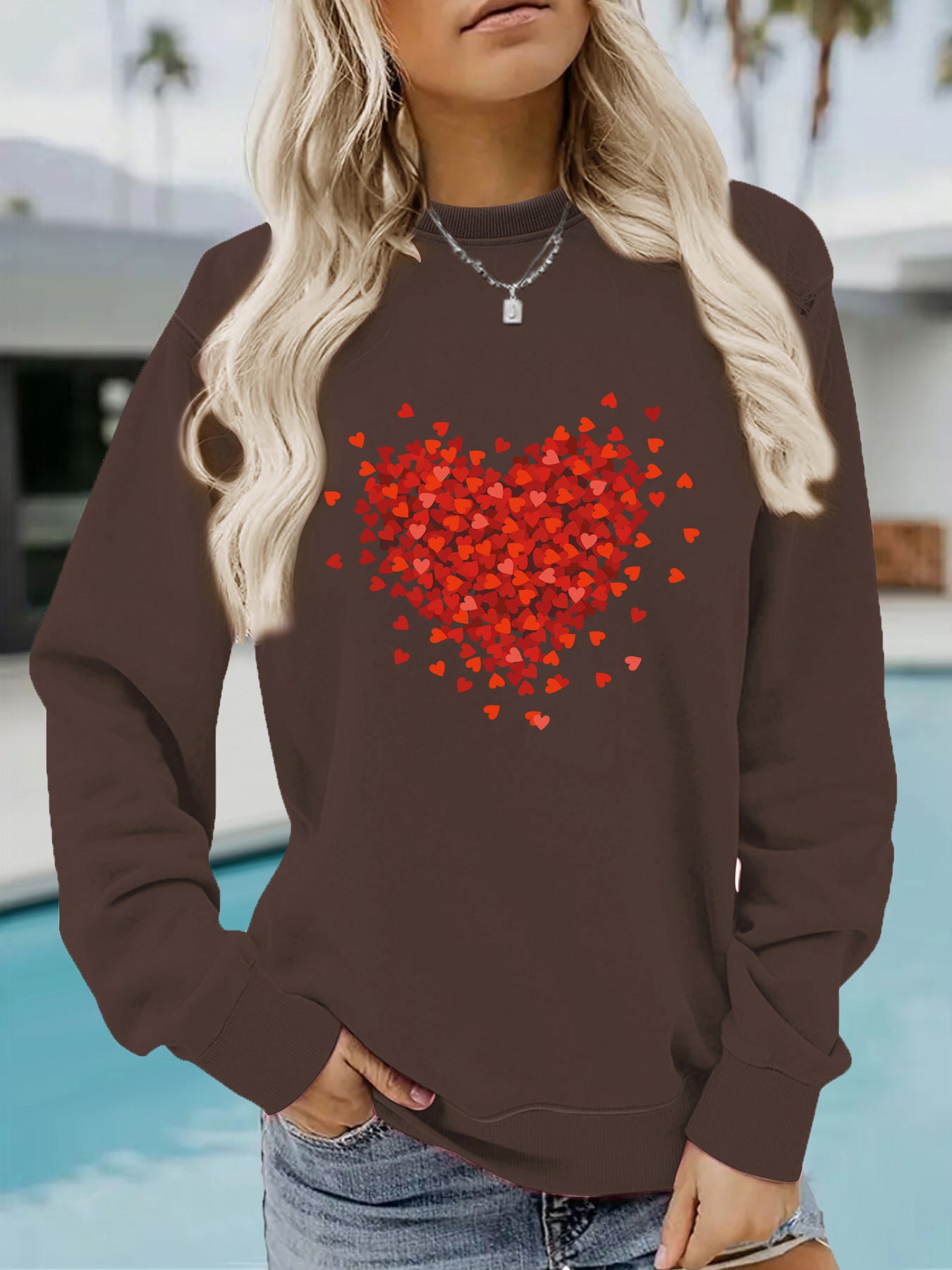 Heart-Shaped Printed Long Sleeve