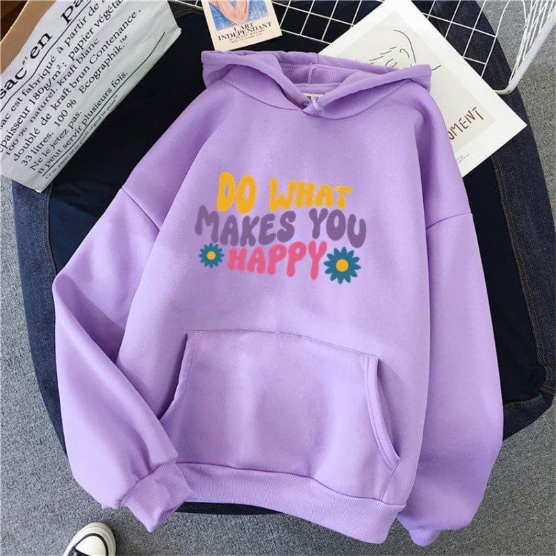 Do What Makes You Happy Floral Print Hoodie