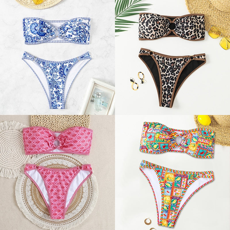 Porcelain Printed Bikini Swimsuit