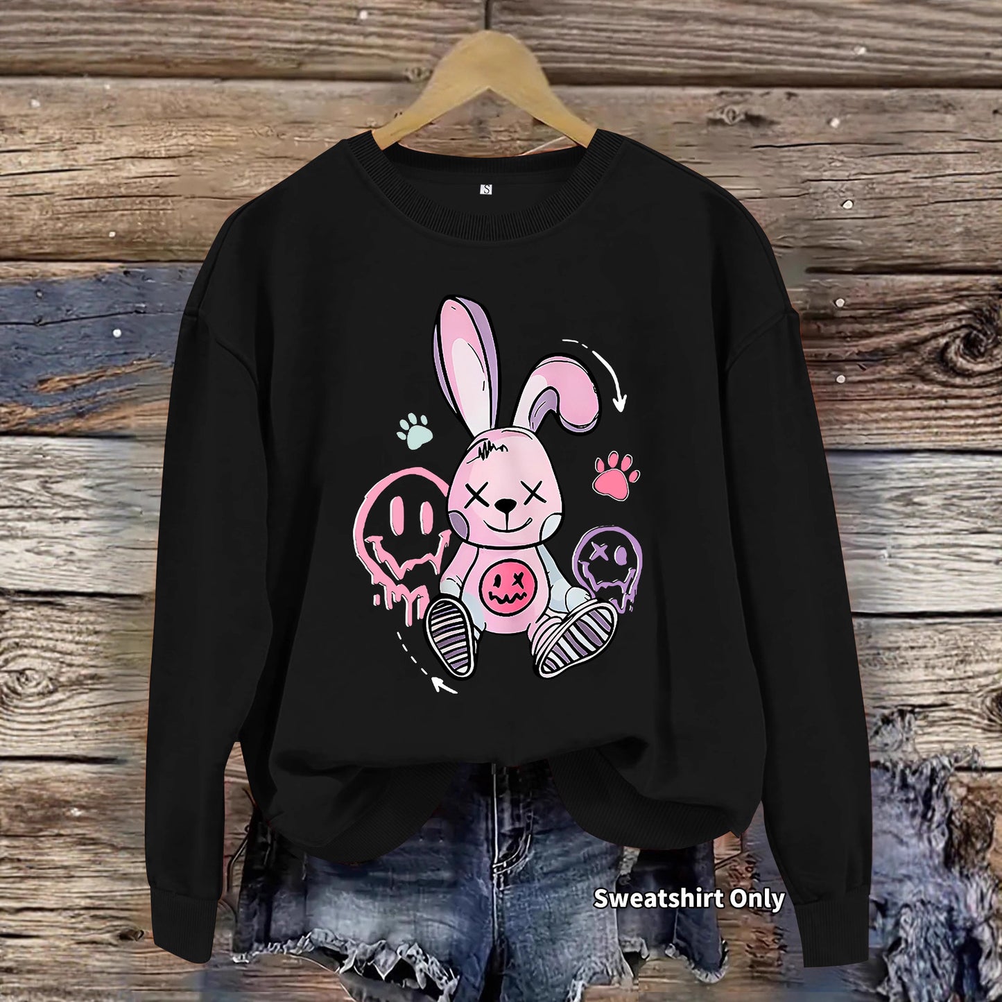 Graffiti Rabbit Printed Long Sleeve