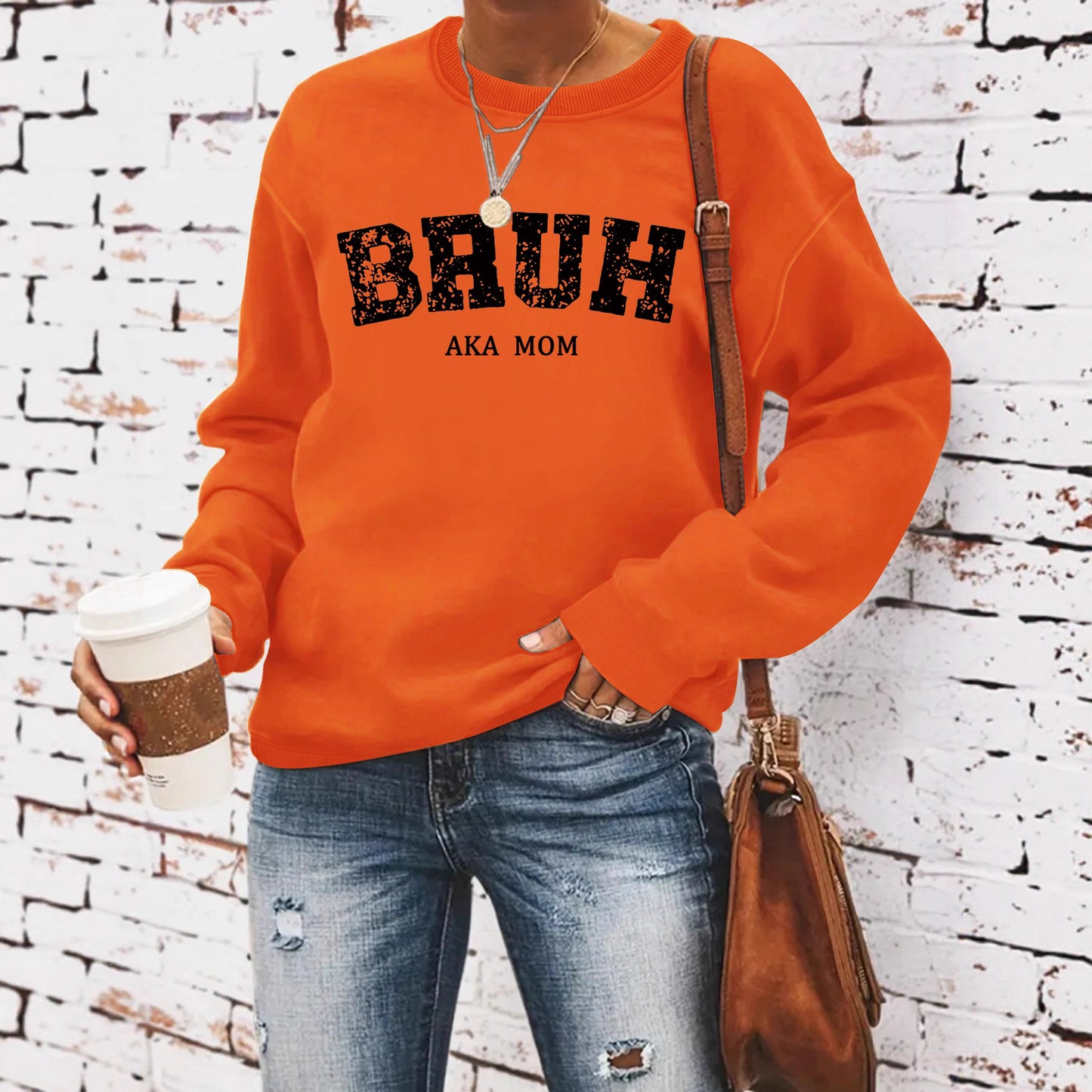 BRUH AKA MOM Printed Long Sleeve