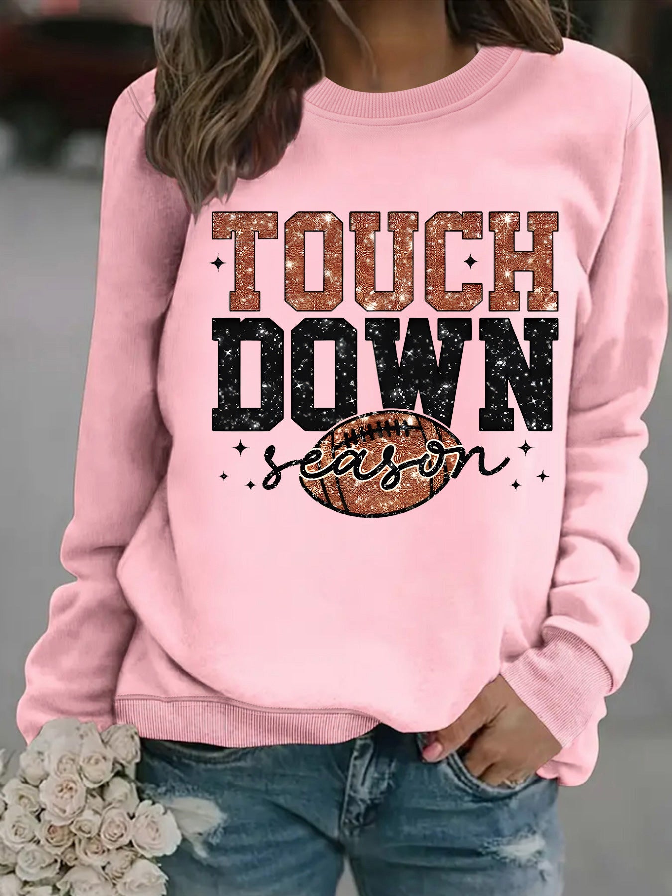 Touch Down Season Letter Printed Long Sleeve