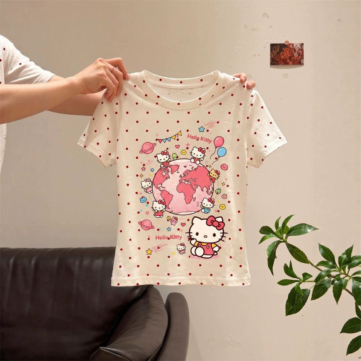 Hello Kitty Polka Dot Short Sleeve T-Shirt
