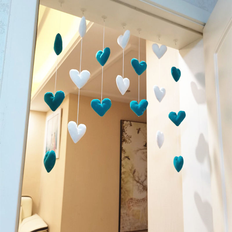Heart-shaped Door Curtain with Stickers and Hooks