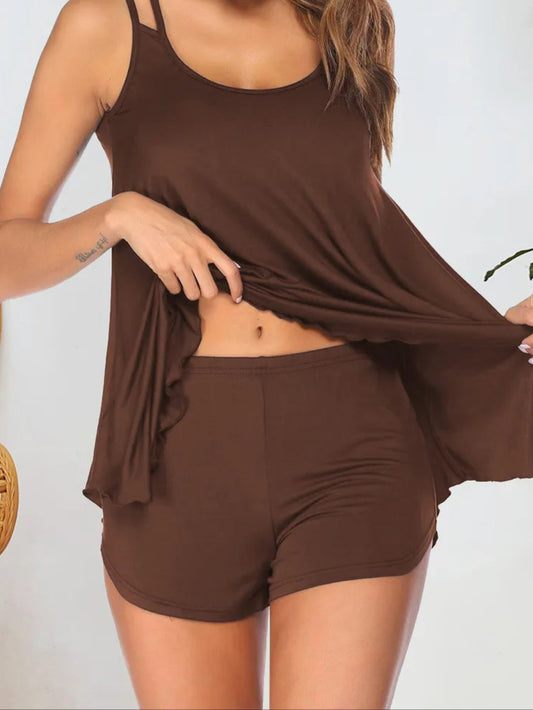 Scoop Neck Top and Shorts Lounge Set
