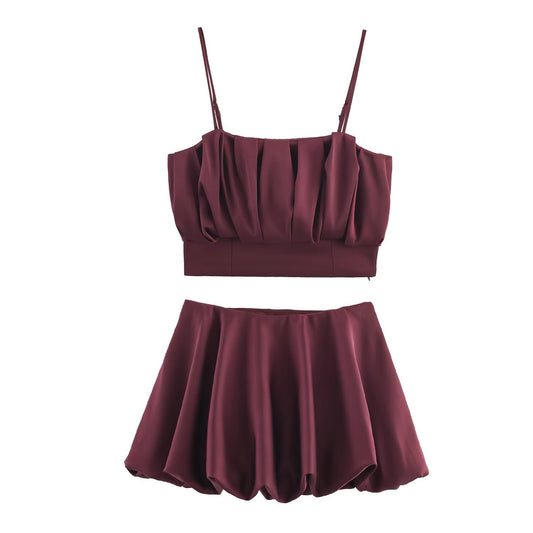 Balloon Silhouette Strap Top with Lantern Pants