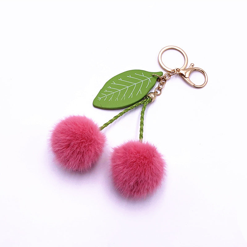 Plush Cherry Key Chain Pendant
