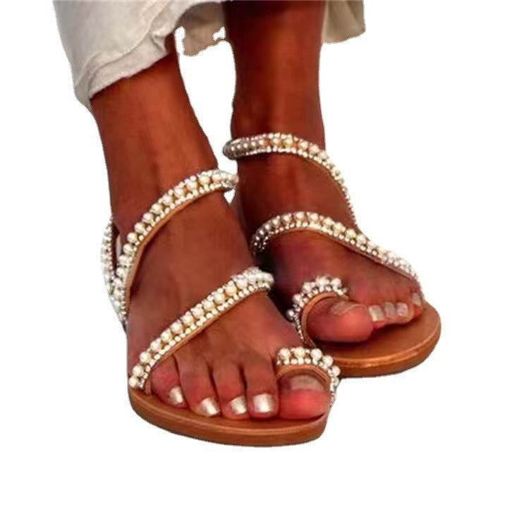 Women's Flat Bottom Rhinestone Sandals