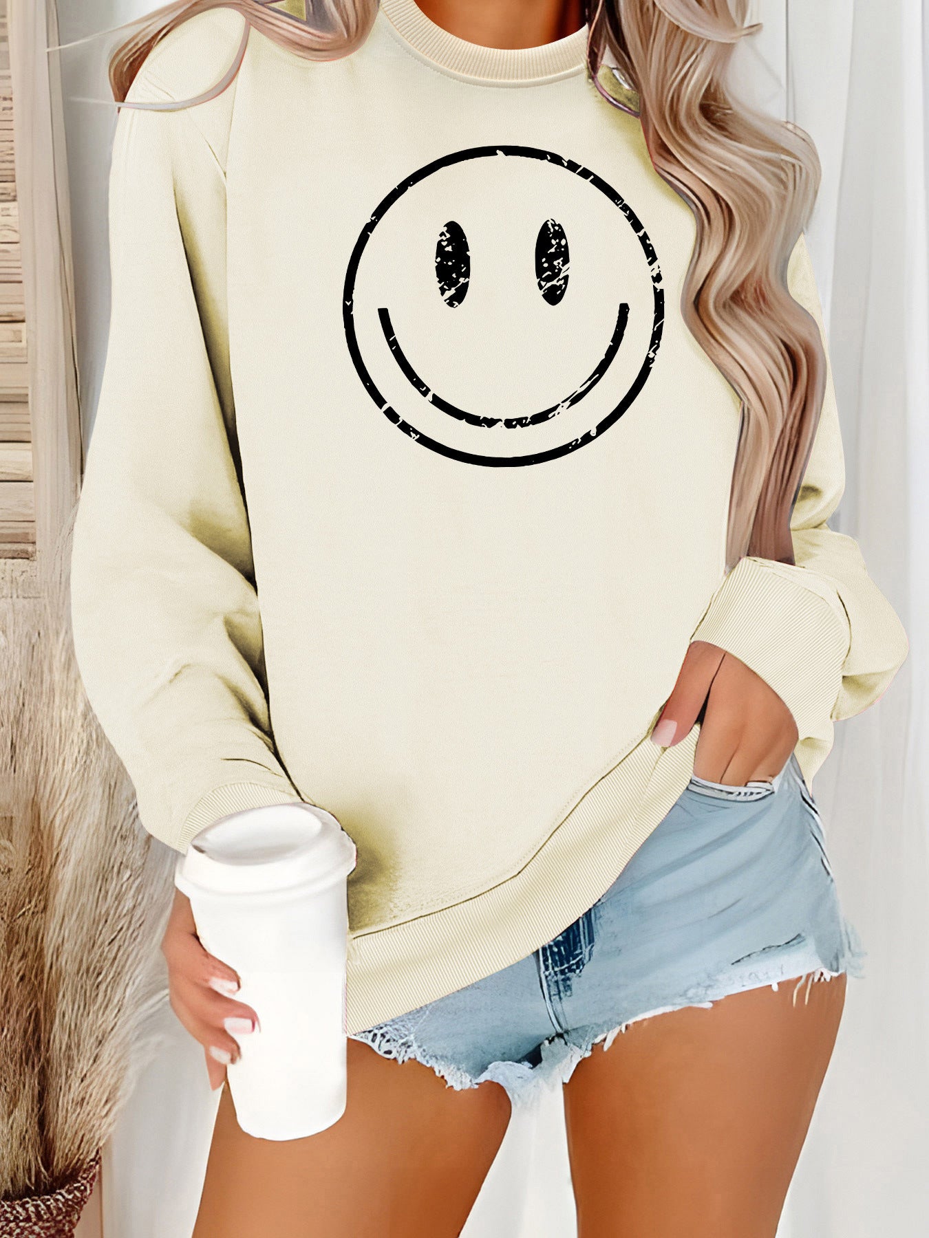 Cartoon Smiley Printed Long Sleeve