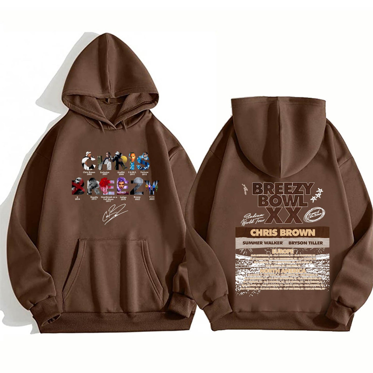 Chris Brown Letter Breezy Bowl XX Tour Hoodie
