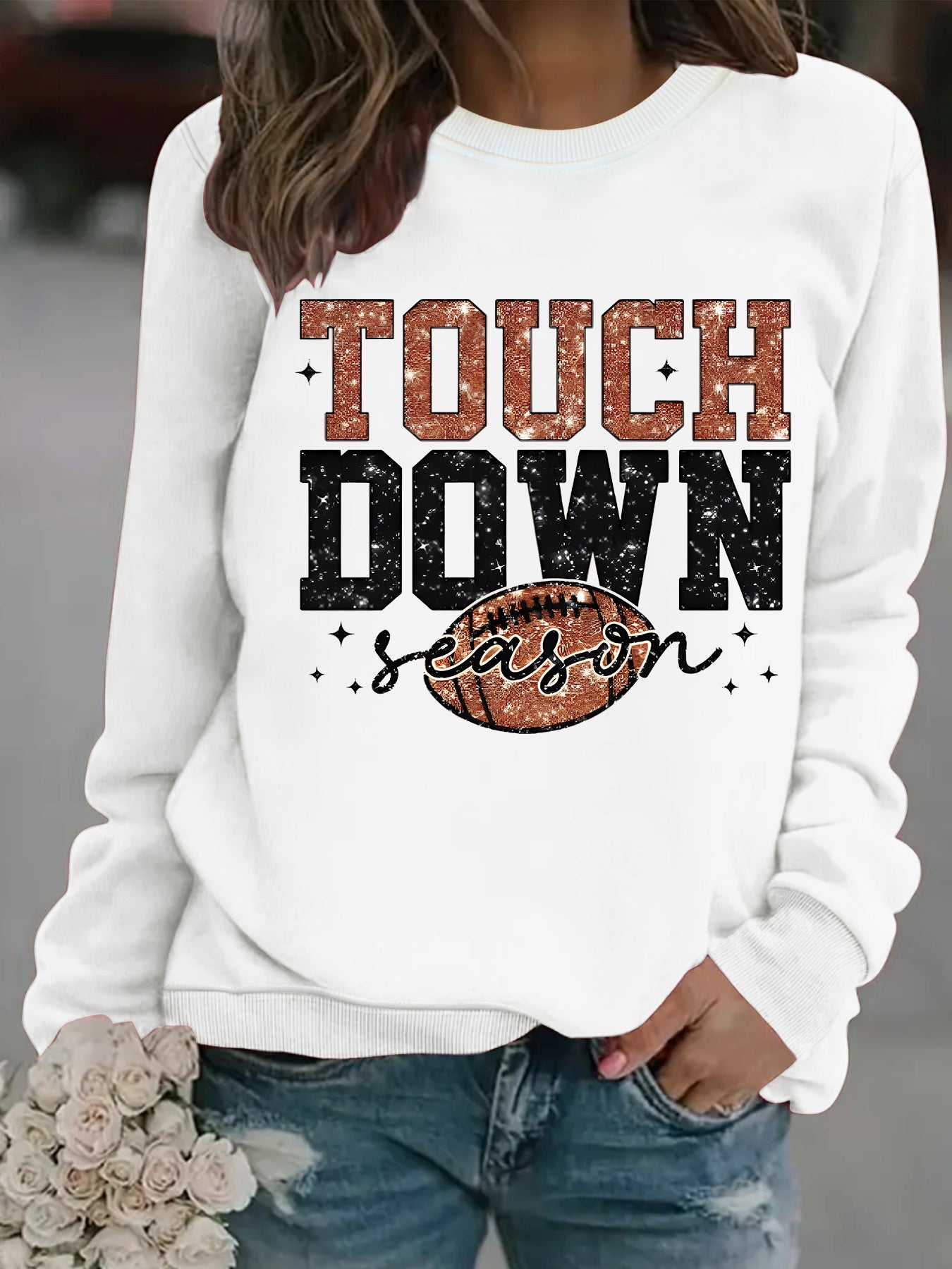 Touch Down Season Letter Printed Long Sleeve