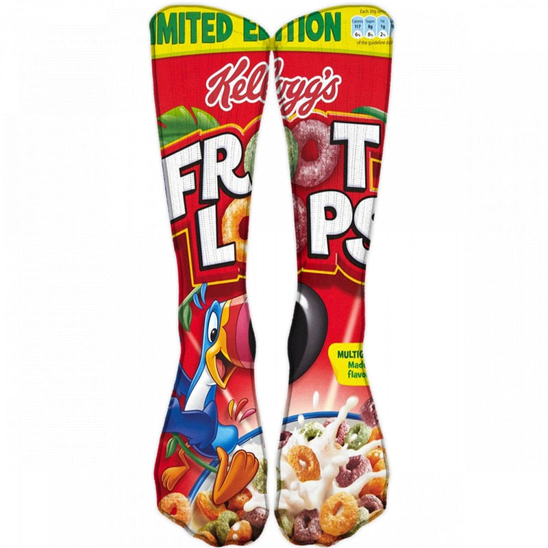 Cartoon Food Print Casual Cotton Socks