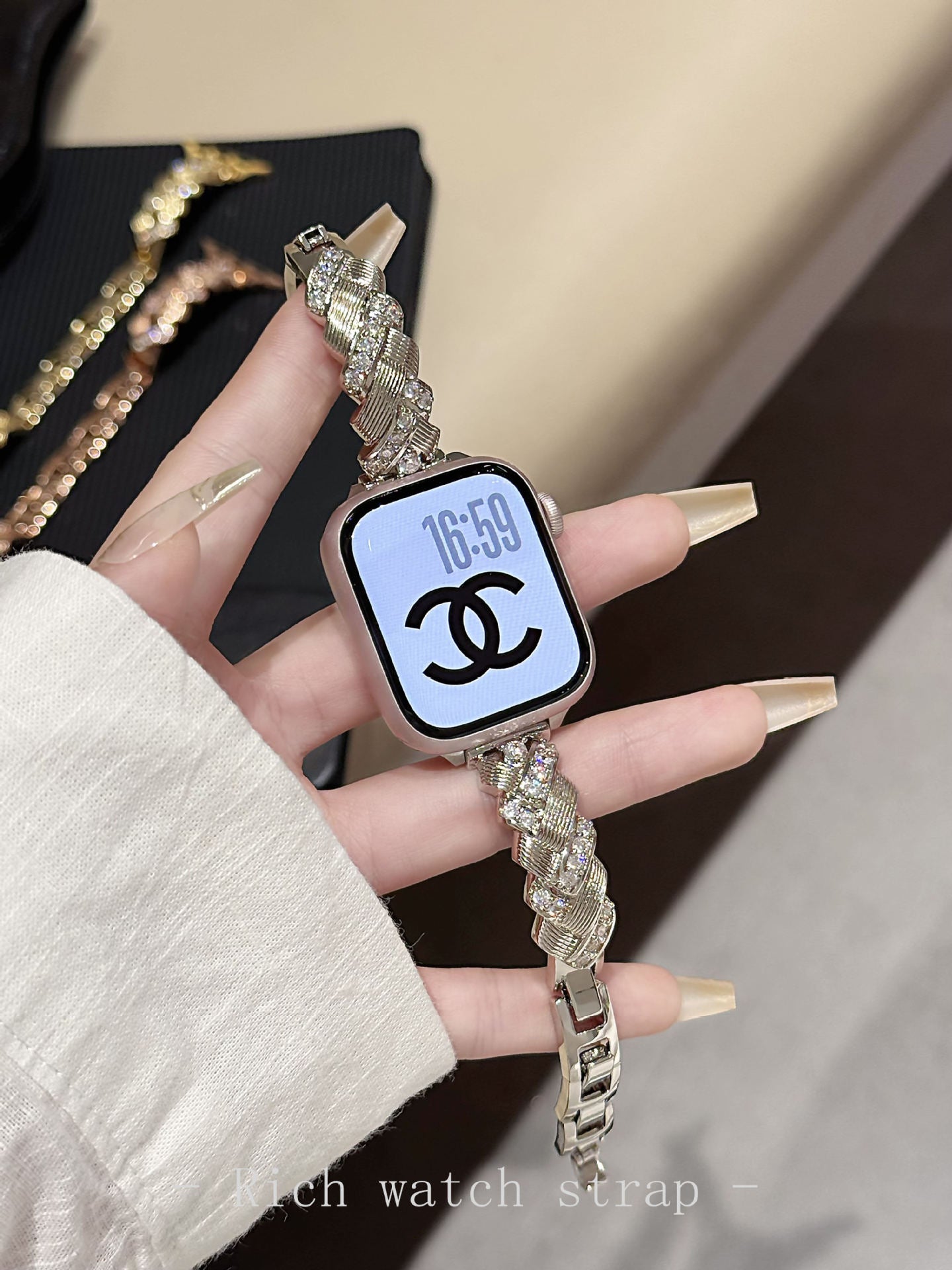 Diamond-Encrusted Watch Band