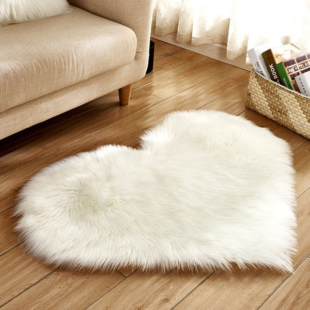 Fluffy Love Heart Shaped Soft Area Rug