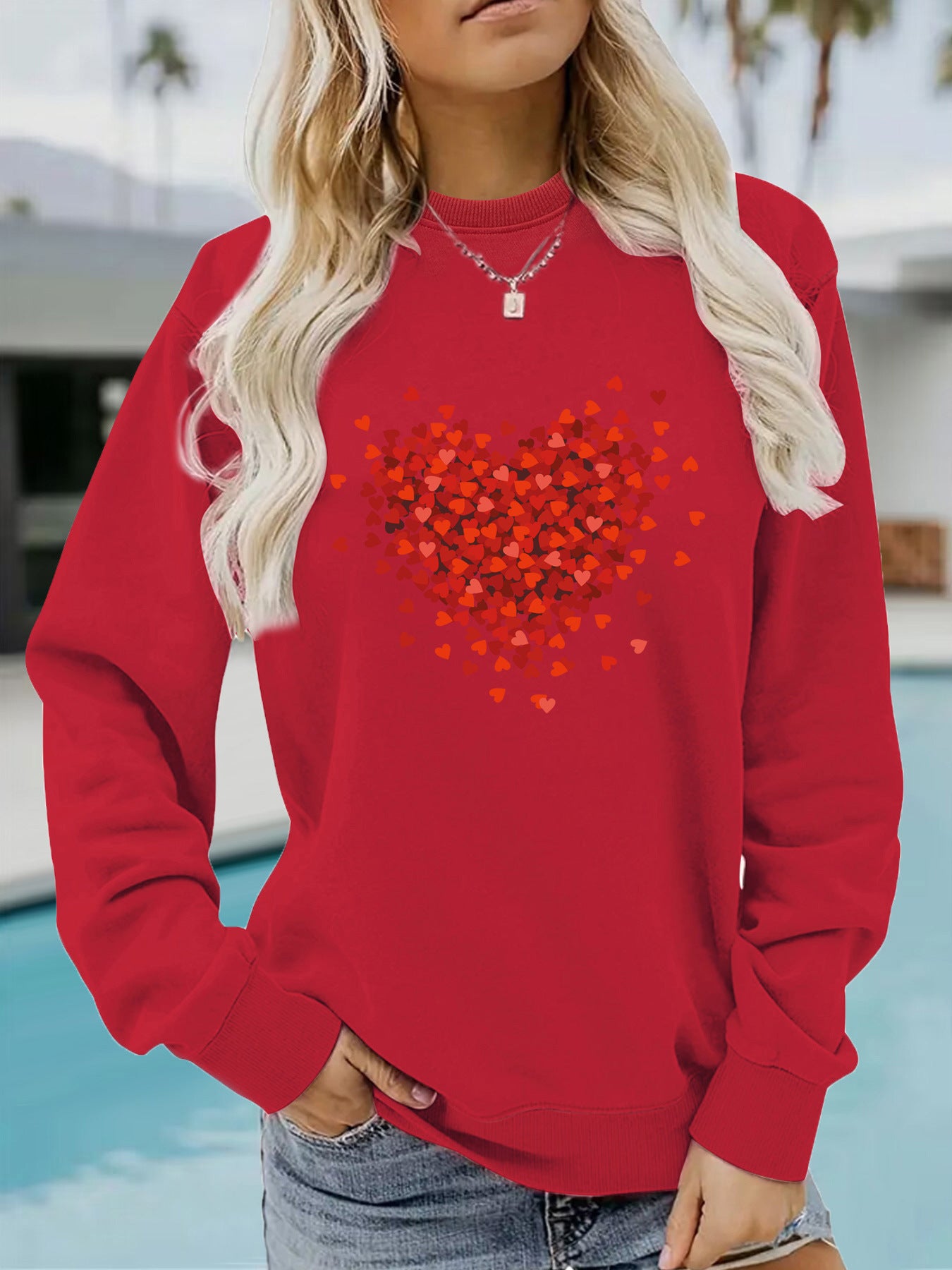 Heart-Shaped Printed Long Sleeve