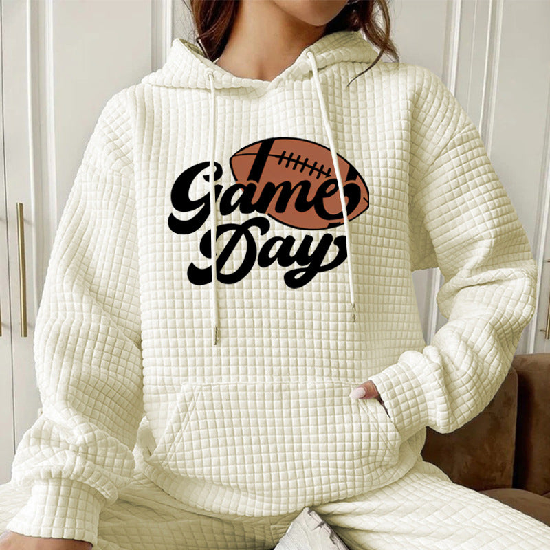 Waffle Patterned Football Game Day Hoodie
