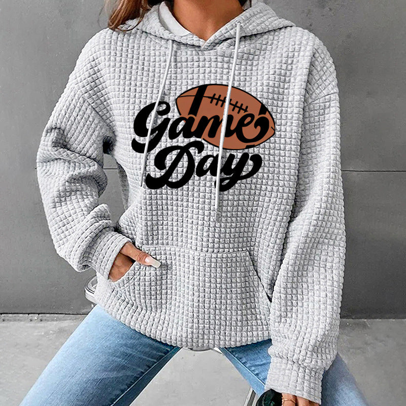 Waffle Patterned Football Game Day Hoodie