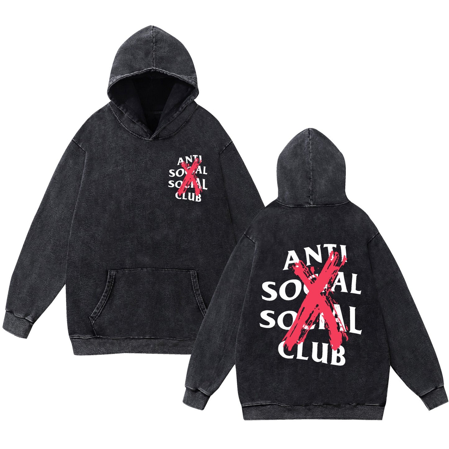 Vintage Washed Faded Anti Social Club Hoodie