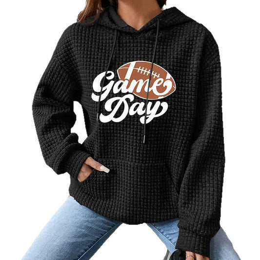Waffle Patterned Football Game Day Hoodie