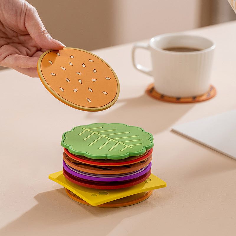 8 Piece Burger Shaped Coaster Set