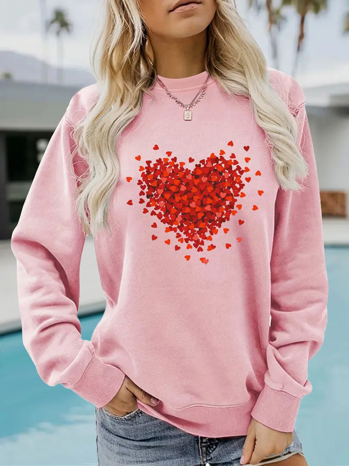 Heart-Shaped Printed Long Sleeve