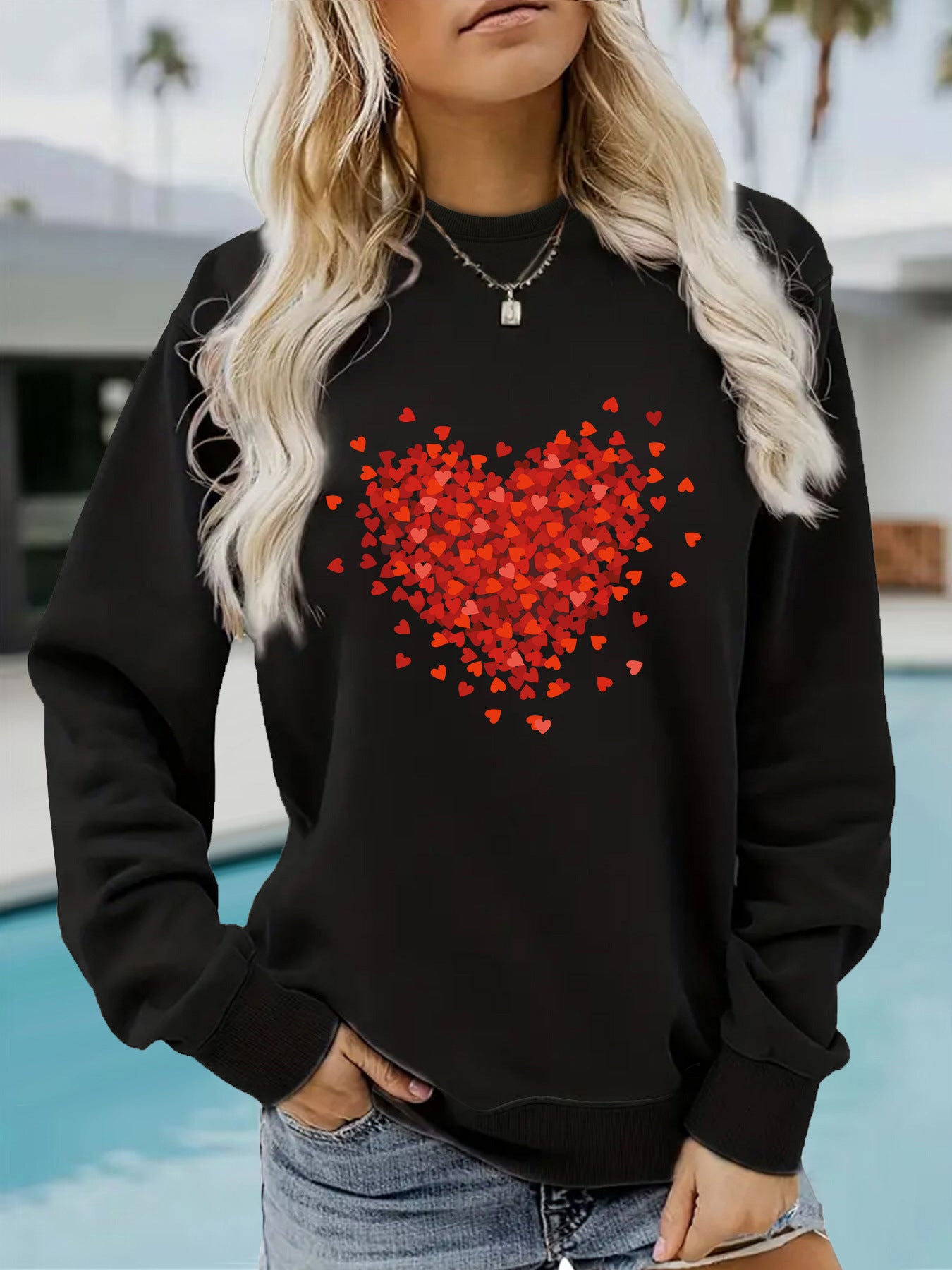 Heart-Shaped Printed Long Sleeve