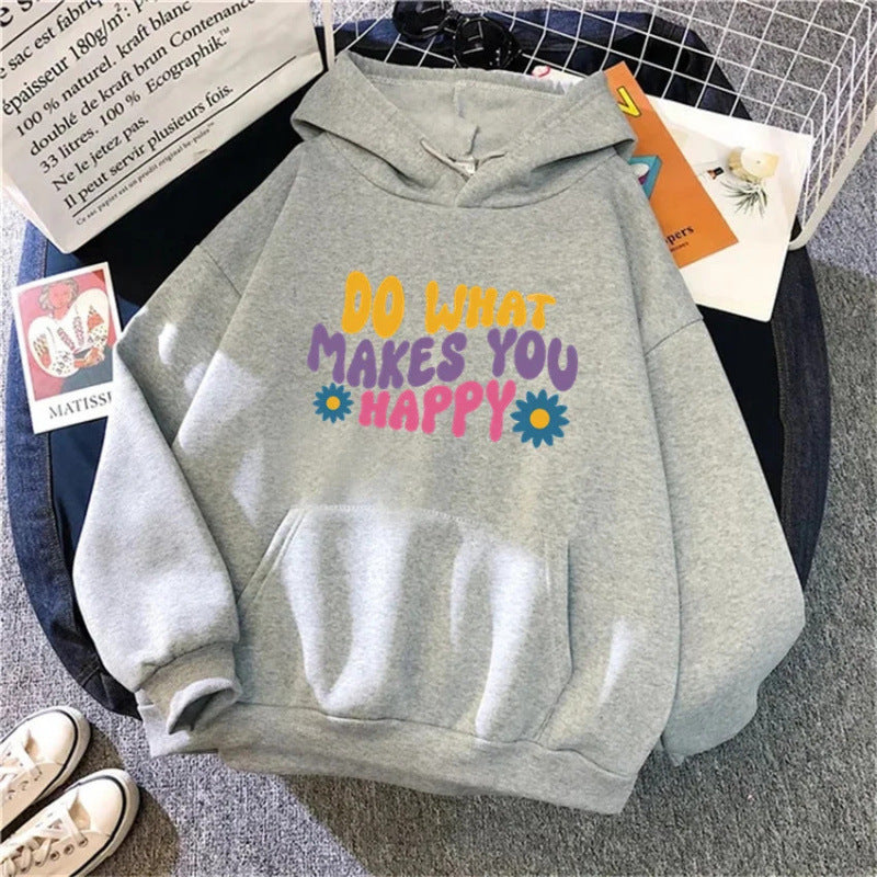 Do What Makes You Happy Floral Print Hoodie