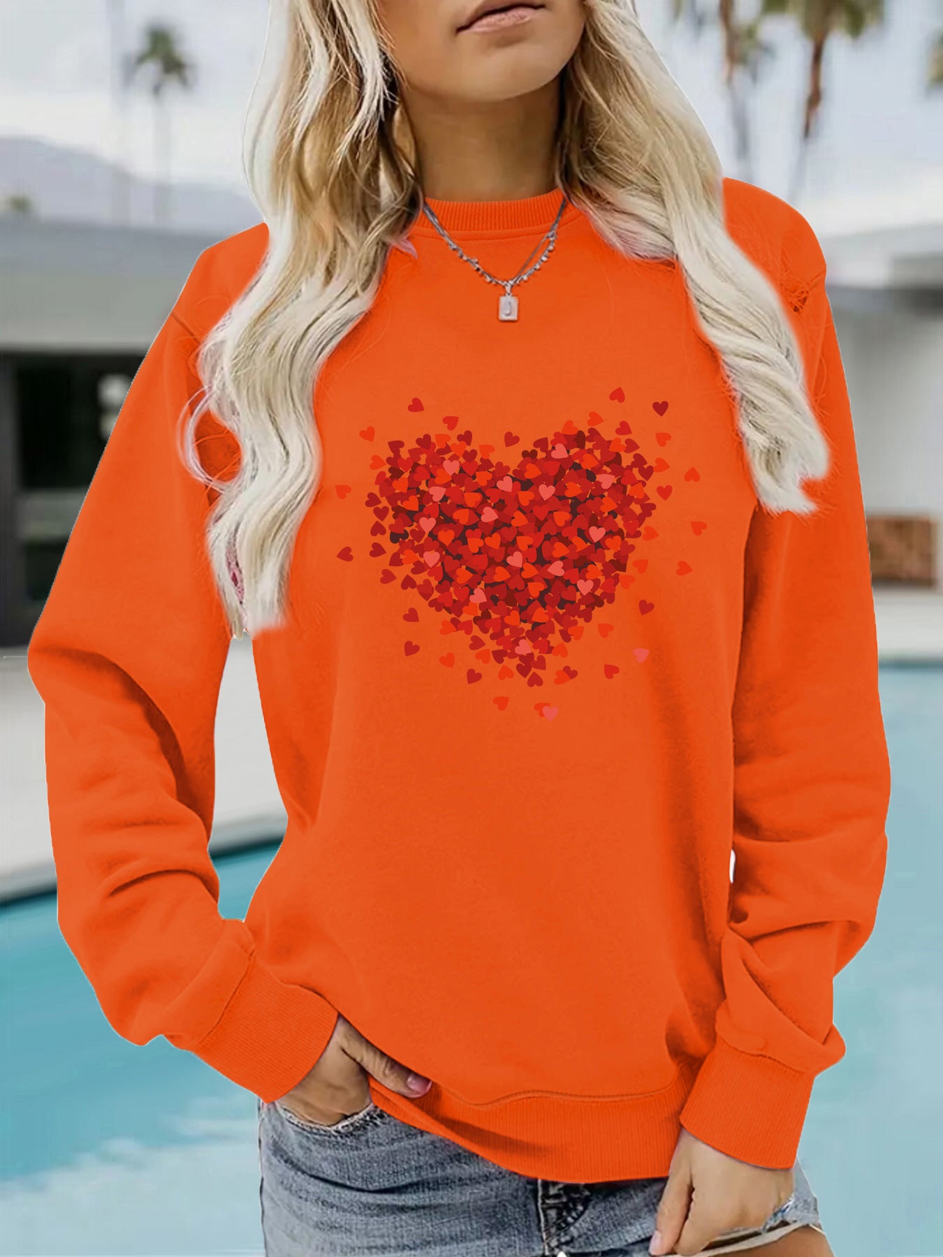 Heart-Shaped Printed Long Sleeve