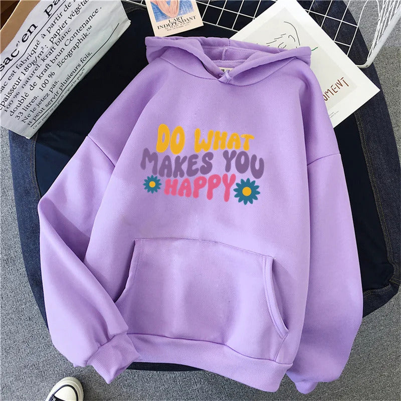 Do What Makes You Happy Floral Print Hoodie