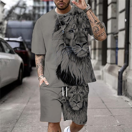 Printed Men's Short Sleeved T-shirt Set