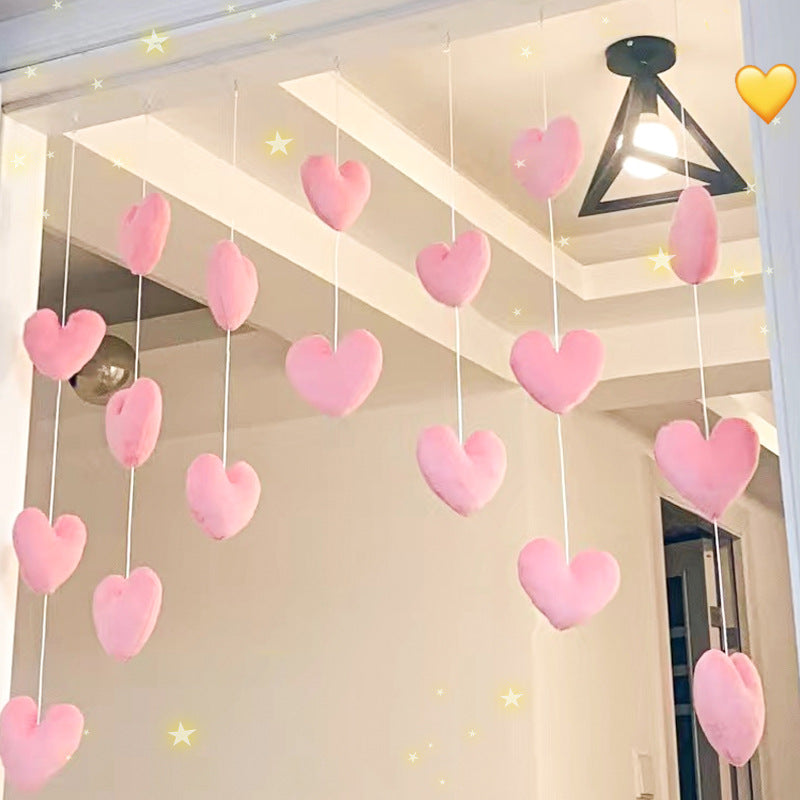 Heart-shaped Door Curtain with Stickers and Hooks