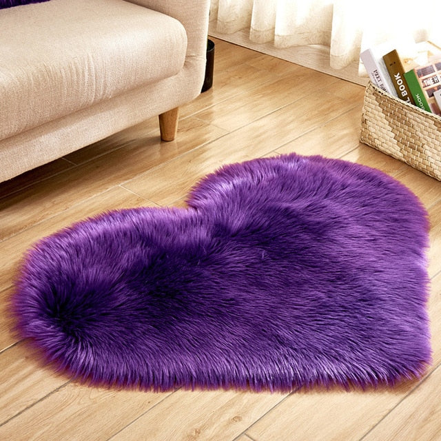 Fluffy Love Heart Shaped Soft Area Rug