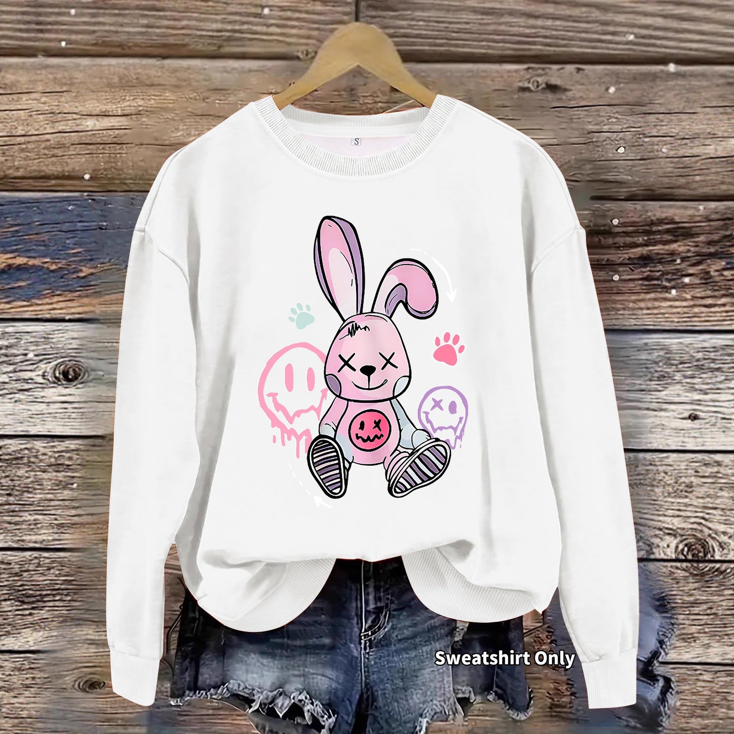 Graffiti Rabbit Printed Long Sleeve
