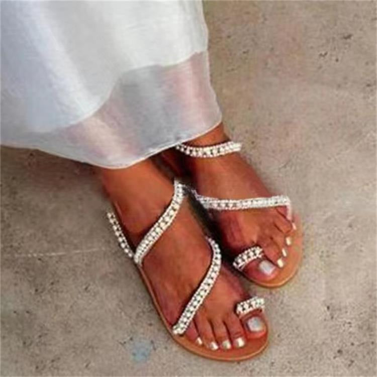 Women's Flat Bottom Rhinestone Sandals