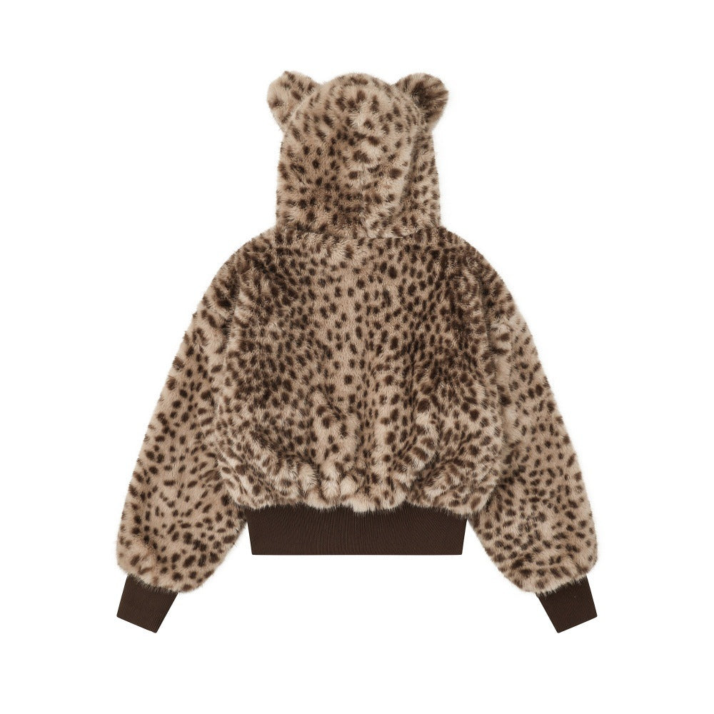 Women's Short Cotton Leopard Print Jacket