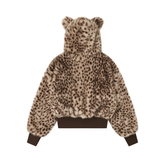 Women's Short Cotton Leopard Print Jacket