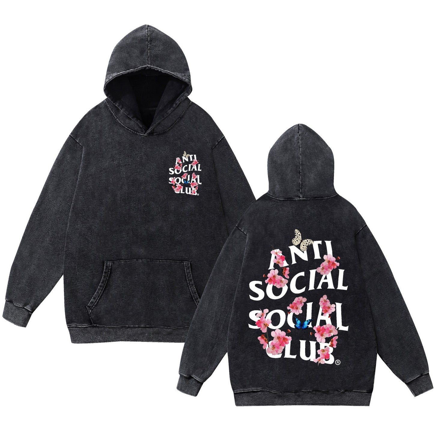 Vintage Washed Faded Anti Social Club Hoodie