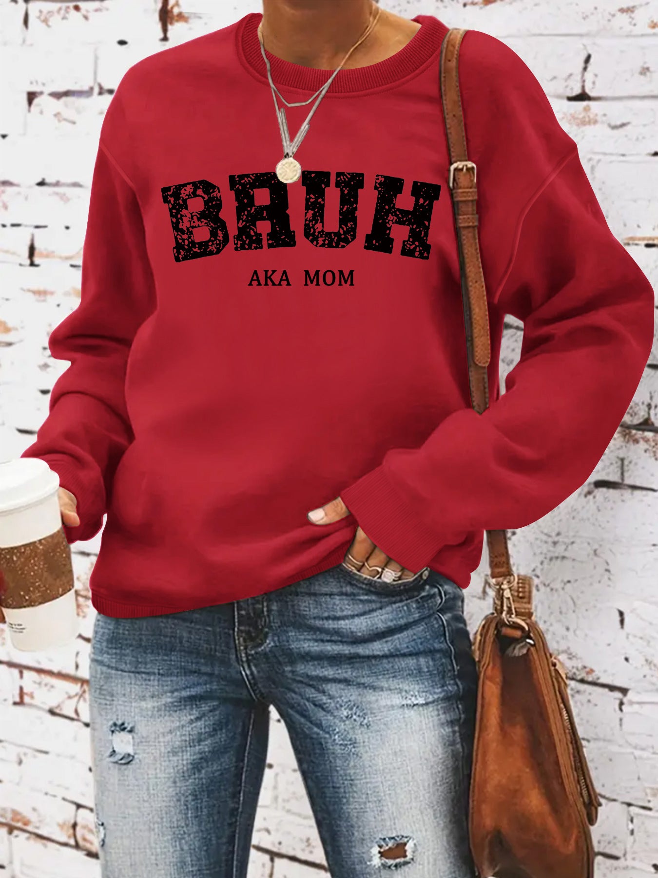 BRUH AKA MOM Printed Long Sleeve