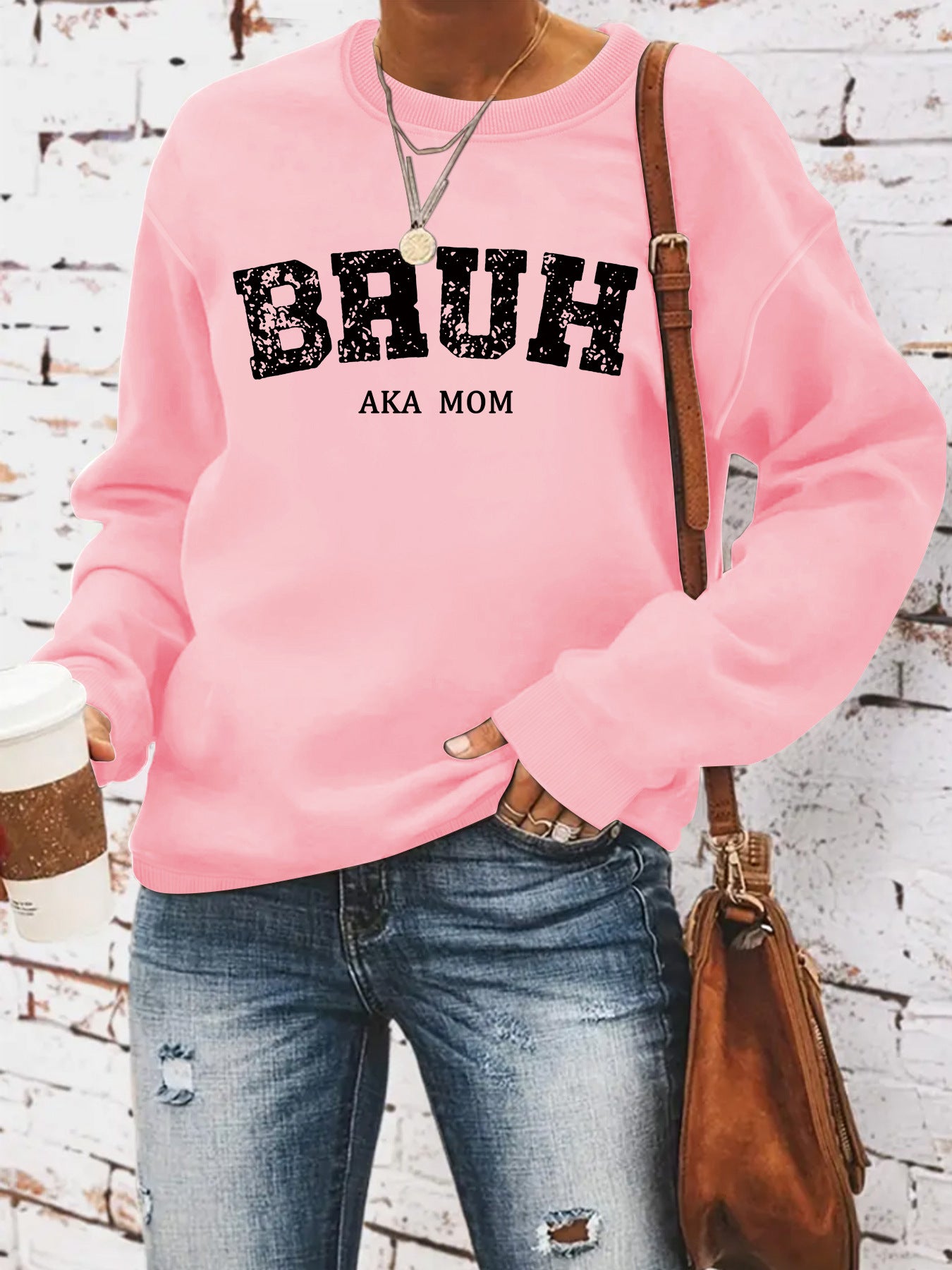 BRUH AKA MOM Printed Long Sleeve