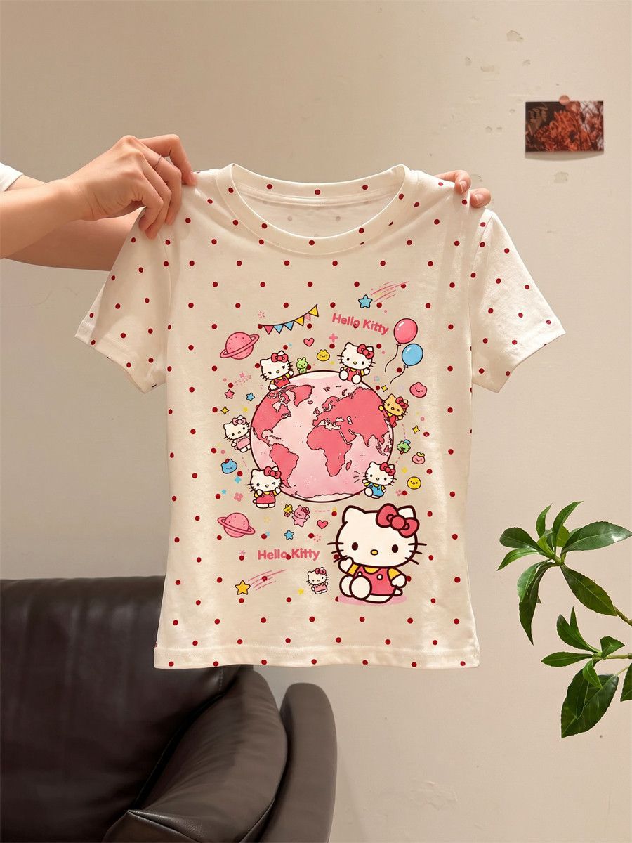 Hello Kitty Polka Dot Short Sleeve T-Shirt