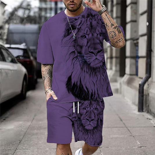 Printed Men's Short Sleeved T-shirt Set