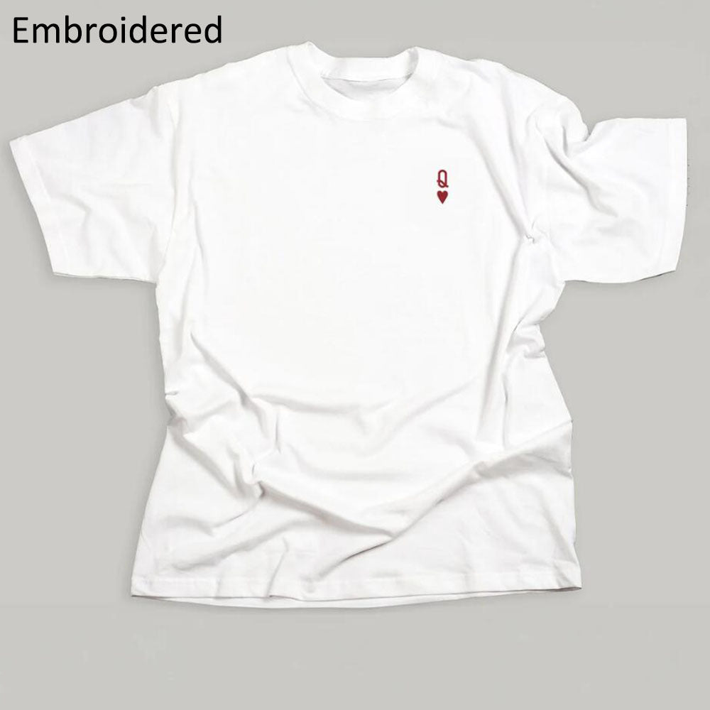 Queen of Hearts Letter Embroidered Logo T-Shirt